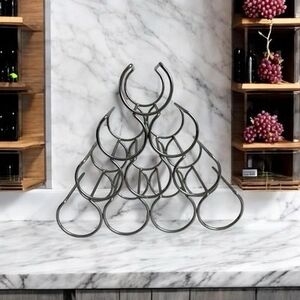 Crate & Barrel Arc Metal Wine Rack Tabletop 10Bottle Holder Free Standing Silver
